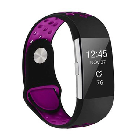 Killerdeals Fitbit Charge 2 Silicone Strap – Black & Purple - S/M