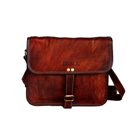 Minx - Genuine Leather Messenger Bag with Buckle