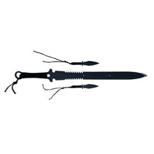 Load image into Gallery viewer, Sharpened Fantasy Black Sword Stainless Steel Jagged Blade + Daggers -69 cm
