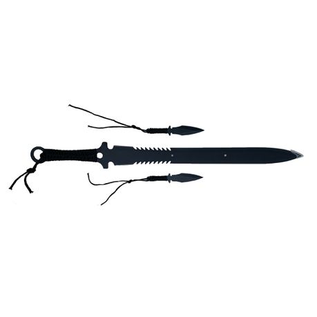 Sharpened Fantasy Black Sword Stainless Steel Jagged Blade + Daggers -69 cm