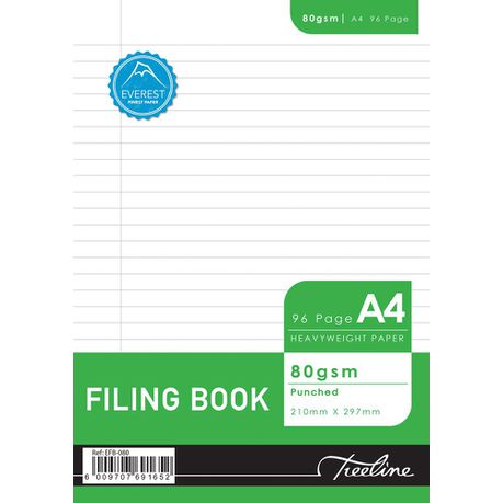 Treeline A4 96pg Filing Book Punched - 80gsm - Pack of 5 Buy Online in Zimbabwe thedailysale.shop