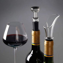 Load image into Gallery viewer, Wine Vacuum Stopper and Wine Pourer Set- Black
