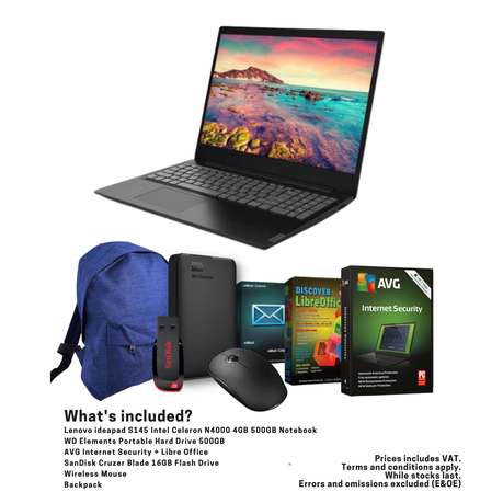 Lenovo Ideapad S145 15IGM + Free Accessories Valued @ R1000 Buy Online in Zimbabwe thedailysale.shop