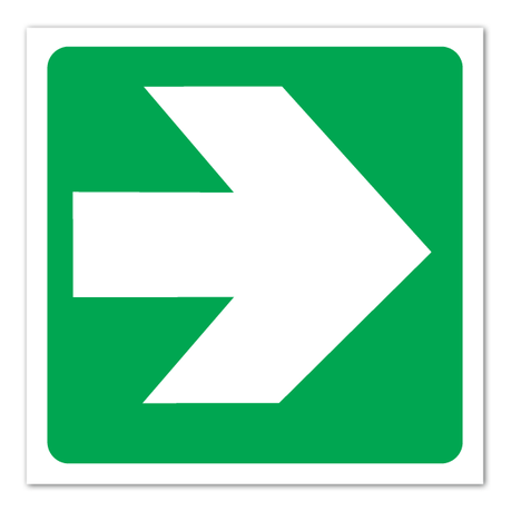 Safety Sign - Green Arrow 150x150mm - White ABS