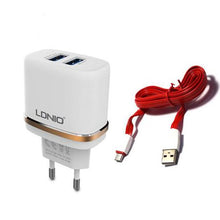 Load image into Gallery viewer, LDNIO Dual Adapter with 2 USB Slots &amp; Micro-USB
