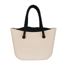 Load image into Gallery viewer, Eva Classic Handbag White, Black inner, Black rope
