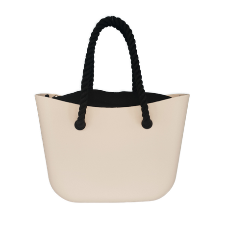 Eva Classic Handbag White, Black inner, Black rope