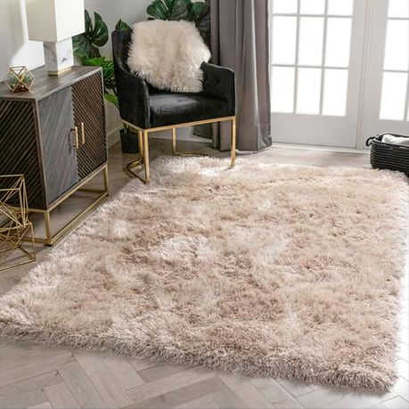 Beige Fluffy Carpet /Rug