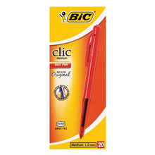 Load image into Gallery viewer, BIC Clic Medium Ballpoint Pens - Red (Box of 20) - Retractable button
