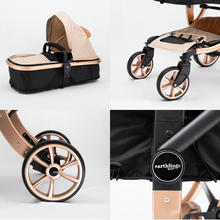 Load image into Gallery viewer, Earthling Baby Stroller 2 in 1 Foldable Carriage Beige
