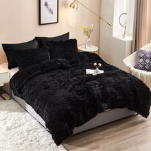 Load image into Gallery viewer, Fluffy Comforter Black 3 Piece Set 152 cm x 204 cm
