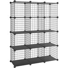 Load image into Gallery viewer, Knight 12 Cube Stackable Wire Mesh Shelf Cubic Storage for Home Office
