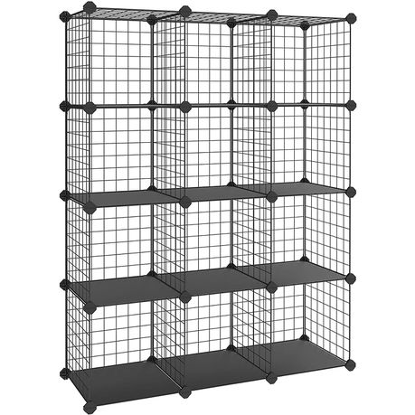 Knight 12 Cube Stackable Wire Mesh Shelf Cubic Storage for Home Office