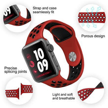 Load image into Gallery viewer, MDM Apple Watch Nike Style Strap for (38/40mm) - Black and Red
