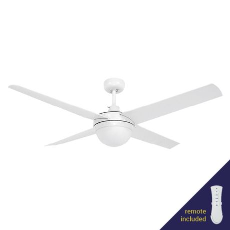 Zebbies Lighting - Martial - 70W White Alu Ceiling Fan with 4 PVC Blades Buy Online in Zimbabwe thedailysale.shop