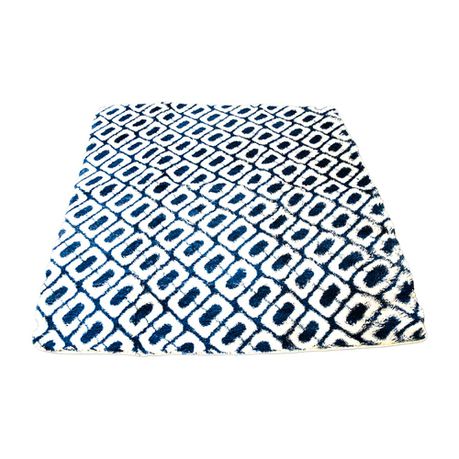 Modern Indoor Home Decor Ultra Soft Non-Slip Rug-206 x 293cm-White & Blue Buy Online in Zimbabwe thedailysale.shop