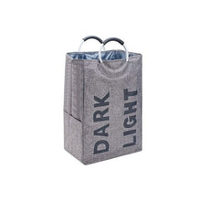 Load image into Gallery viewer, &#39;Dark Light&#39; Self-Standing Modern Double Laundry Hamper with Handle-Grey
