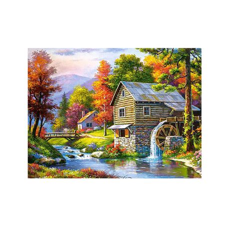 Diamond Painting DIY Kit, Round diamonds, 40x30cm- Cabin in the Forest Buy Online in Zimbabwe thedailysale.shop