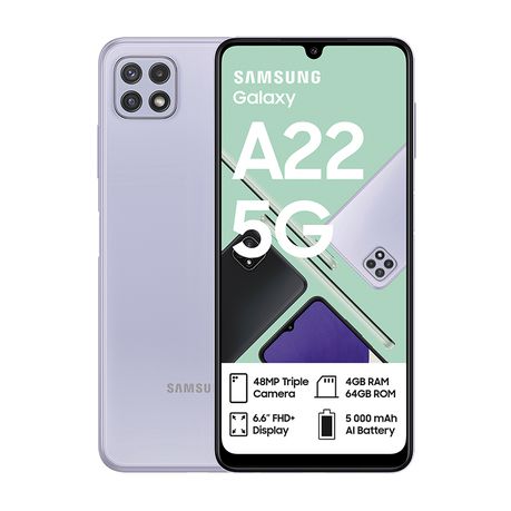 Samsung Galaxy A22 5G Single Sim 64GB - Light Violet Buy Online in Zimbabwe thedailysale.shop