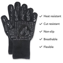 Load image into Gallery viewer, Yowie - Braai Gloves / Oven Mitts - Extreme Heat Resistance to 500C (Black)
