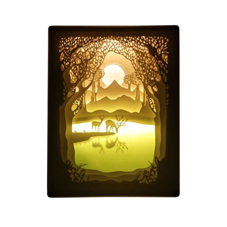 3D Paper Cutting Light Box, Organic Glass-Deer’n Lake Buy Online in Zimbabwe thedailysale.shop