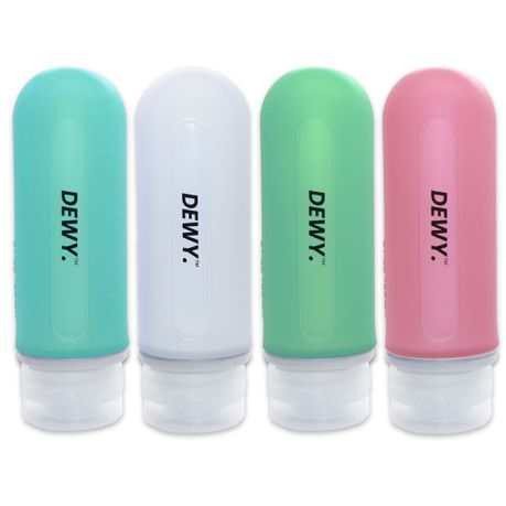 Dewy - Leakproof Silicone Travel Bottles for Toiletries (4 x 89ml, Multi)