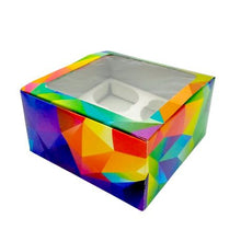 Load image into Gallery viewer, Rainbow Cupcake Boxes With Clear Windows - 4 Cupcake Holder (Pack of 10)
