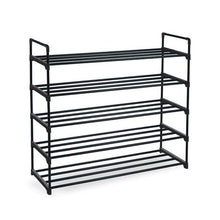 Load image into Gallery viewer, Knight 5 Tier Heavy Duty Metal Shoe Rack Multipurpose Organiser - Black
