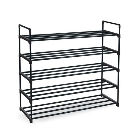 Knight 5 Tier Heavy Duty Metal Shoe Rack Multipurpose Organiser - Black