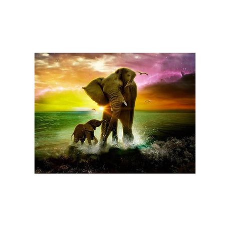 Diamond Painting DIY Kit,Full Drill, 40x30cm- Baby Elephant and Mother Buy Online in Zimbabwe thedailysale.shop