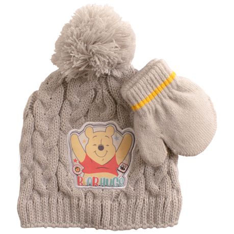 Winnie The Pooh Baby Beanie and Mitten Set