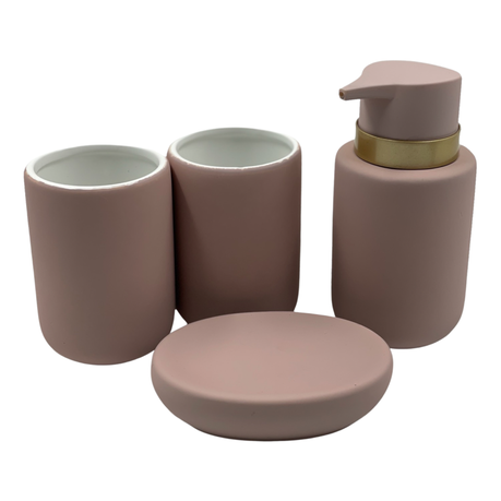 Soul Lifestyle 4 Piece Ceramic Bathroom Accessories - Matte Pink Buy Online in Zimbabwe thedailysale.shop