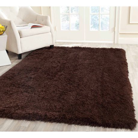 150 x 180cm Plush Fluffy Carpet - Shaggy & Foldable Rugs - Brown