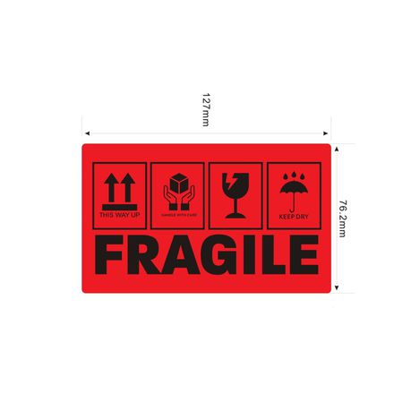 Fragile Packing Stickers / Labels Pack of 500pcs