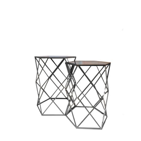 HOUSTON CAVE SIDE TABLE SET / SHI8-ST2- Silver Buy Online in Zimbabwe thedailysale.shop