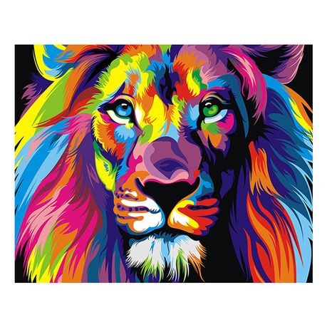 Diamond Painting DIY Kit, Round diamonds, 50x40cm- Rainbow Lion Buy Online in Zimbabwe thedailysale.shop