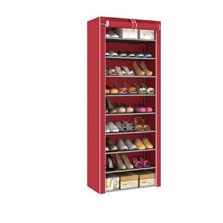 Multipurpose Portable Folding Shoe Rack 9 Tier -Red Buy Online in Zimbabwe thedailysale.shop