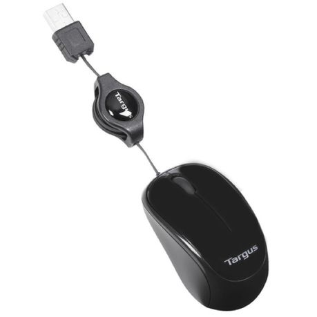 Targus - Compact Blue Trace Retractable Wired Mouse Black