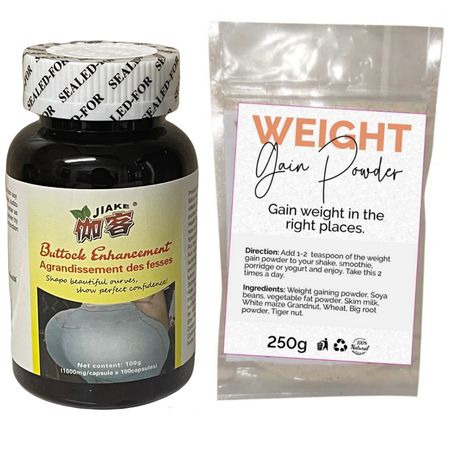 100 Buttock Enlargement Capsules & 250g Weight Gain Powder