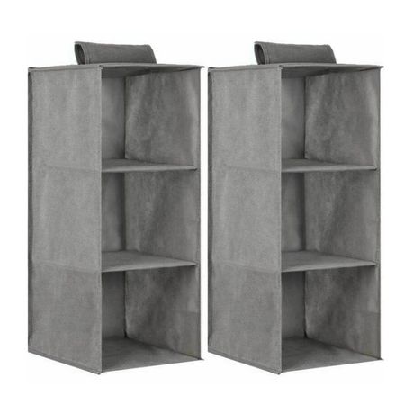 2 x 3 Section Clothing Organisers-Grey