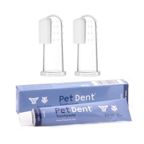 Dog Cat Dental Finger Toothbrushes with Pet Dent Toothpaste 60g