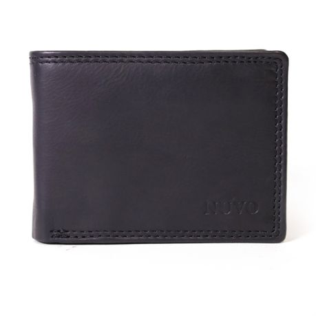 Nuvo - 073 Genuine Leather Men's bi-fold Wallet - Black