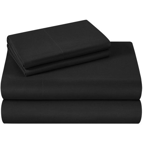 Wrinkle Resistant Super King Sheet Set Black 4 Piece Bedding