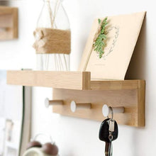 Load image into Gallery viewer, Heartdeco Bamboo Floating Shelf With Hooks
