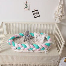 Load image into Gallery viewer, Multifunctional Baby Double Braided Bumper Cot Mattress Nest Bed - Pink
