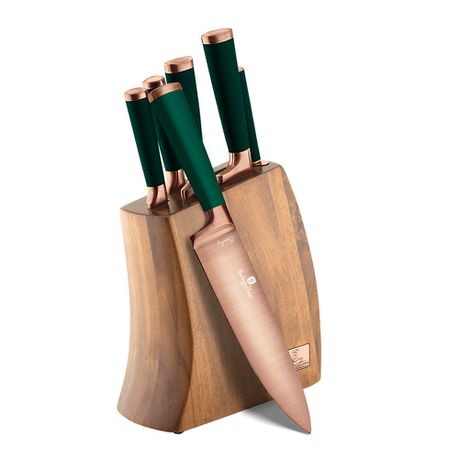 Berlinger Haus 7-Piece Titanium Coating Knife Set with Wood Stand - Emerald Buy Online in Zimbabwe thedailysale.shop