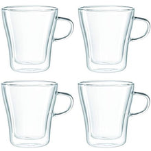 Load image into Gallery viewer, Leonardo Cup with Handle: Double-Walled Handmade Glass Duo 250ml - Set of 4
