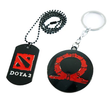 Pop Culture - DOTA 2 Symbol  Necklace & God of Wars Symbol Keyring Combo