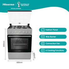 Load image into Gallery viewer, Hisense 60cm 4 Burner Gas /Electric Stove-Stainless Steel
