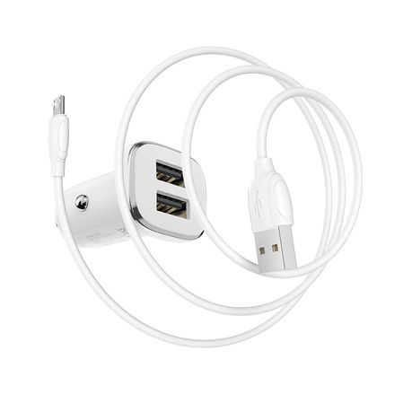 In-car Double Port Charger BZ12 Lasting Power Set with Cable (Micro-USB) Buy Online in Zimbabwe thedailysale.shop